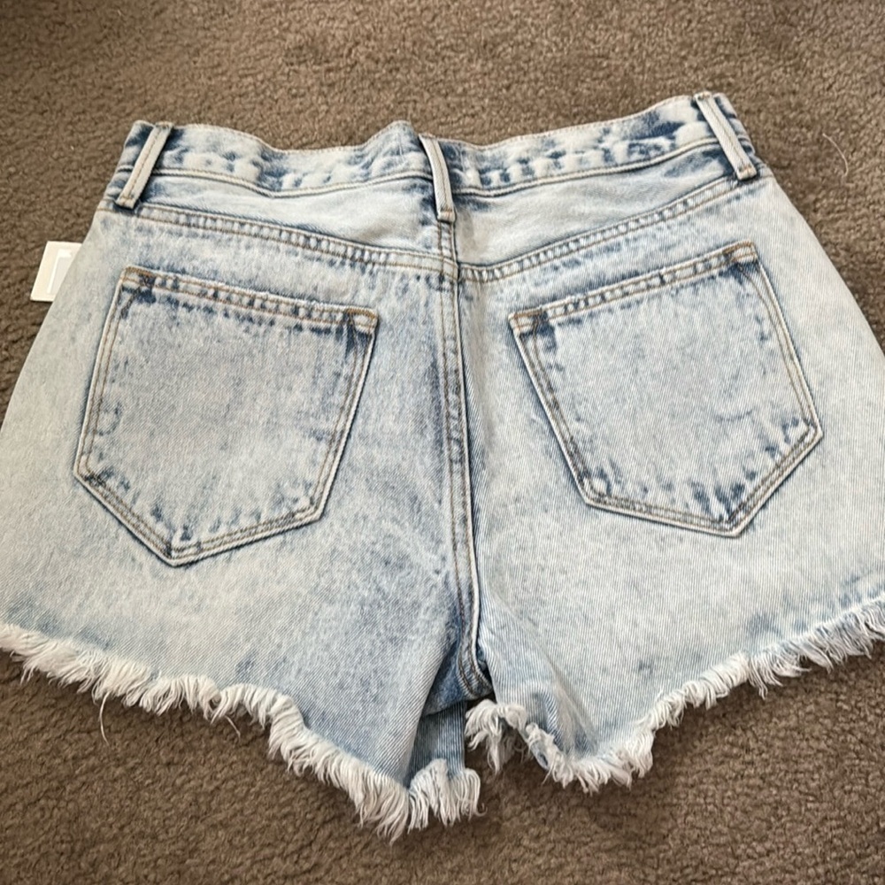 Driftwood Goldie Frayed Hem High Rise Acid Wash Denim Shorts - Picture 6 of 6